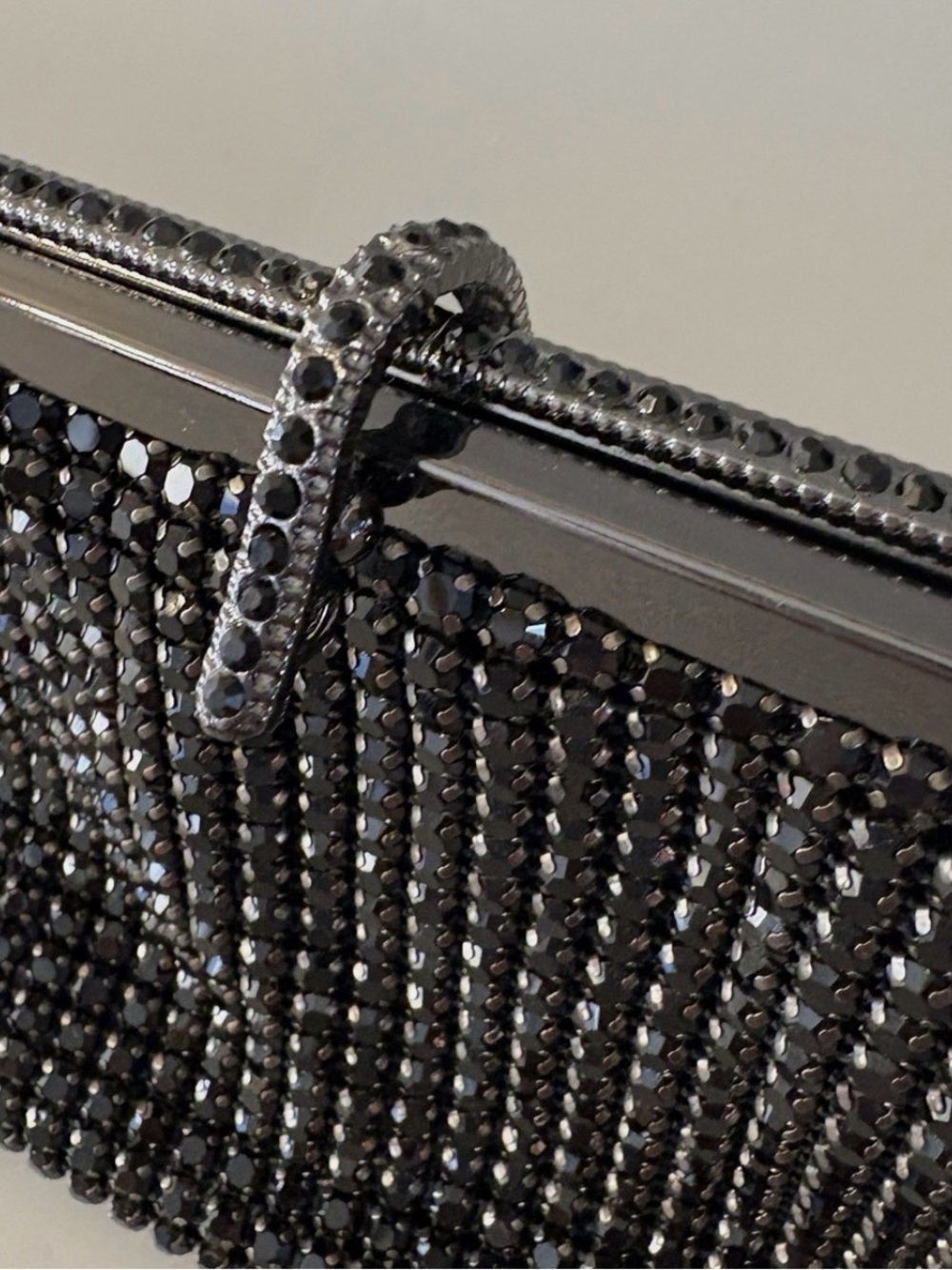 Black Crystal Fringe Evening Clutch - Women Bags